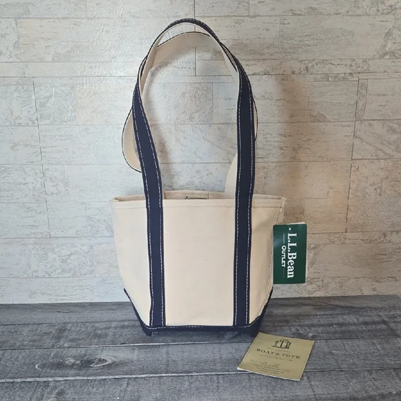 NWT L.L. Bean Canvas Boat & Tote Bag Long Straps Perfect For Shoulder Bag - Picture 1 of 12